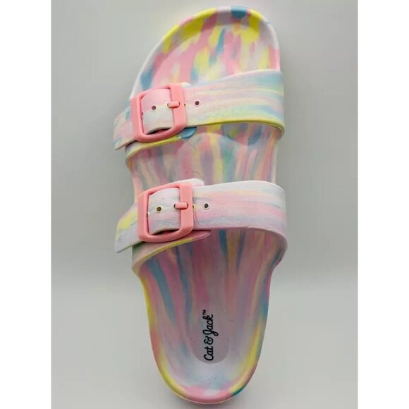 Girls Noa Footbed Sandals Multicolor Double Straps Open Toe Cat & Jack Size 1 - Picture 3 of 4